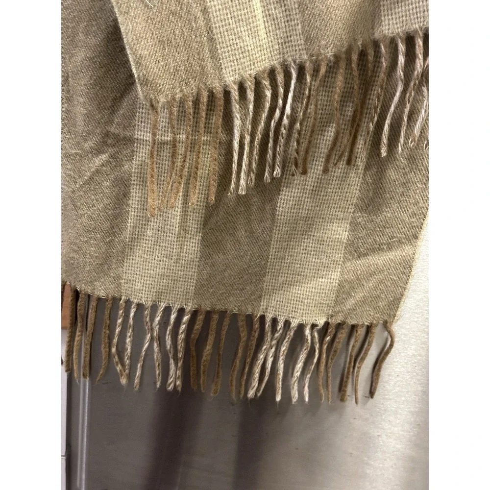 Christian Dior 100% Acrylic With Fringe Scarf Vintage Camel Striped Classic Scar